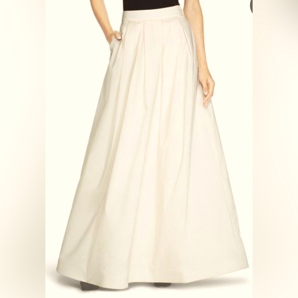 White House Black Market Pleated Taffeta Ball Skirt 14 New Crema Creme